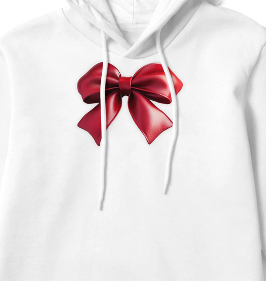 Satin Bow Hoodie – Effortless Holiday Elegance